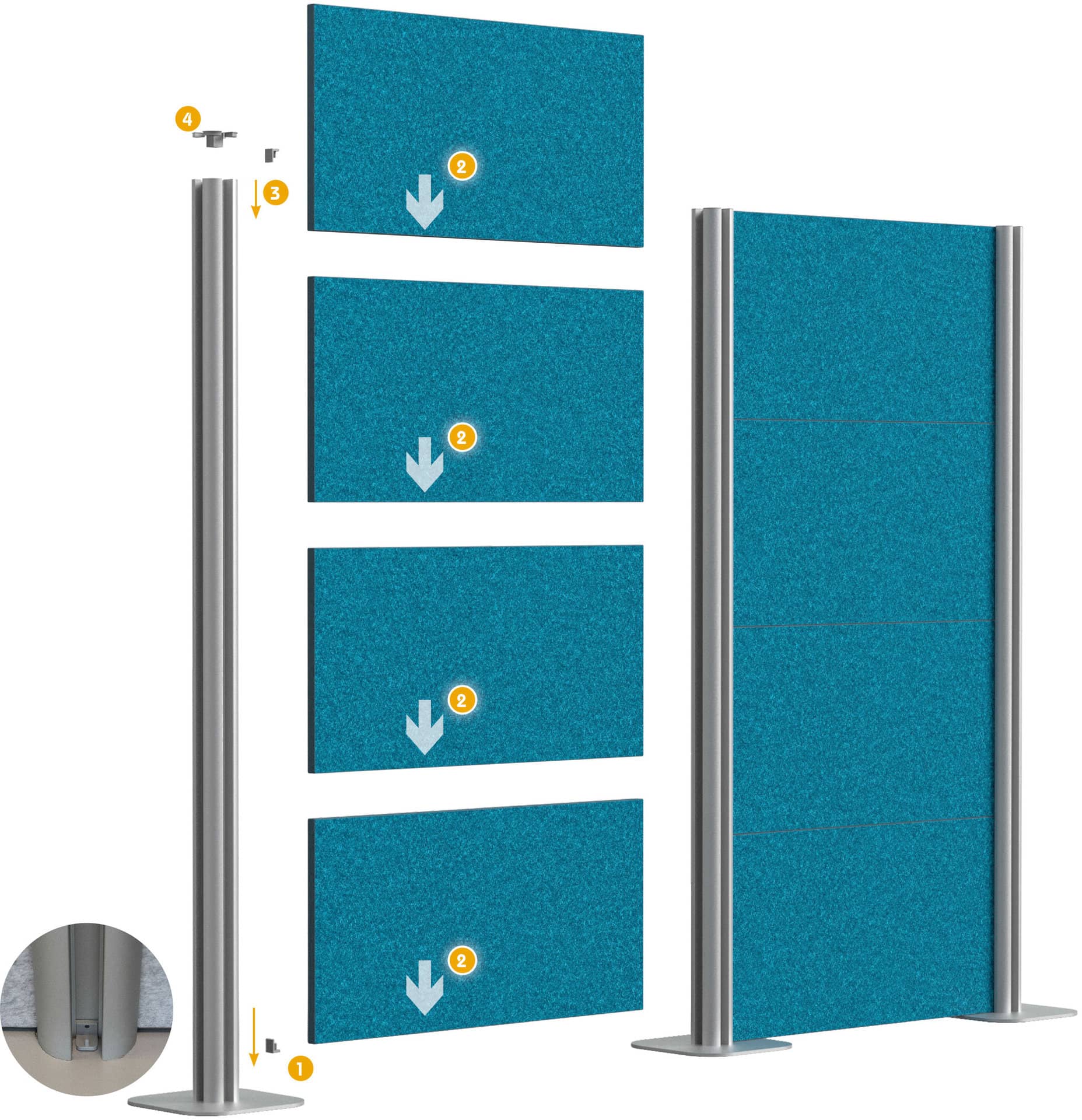 ropimex Sound insulation DIVI cube partition walls and divider system - construction scheme